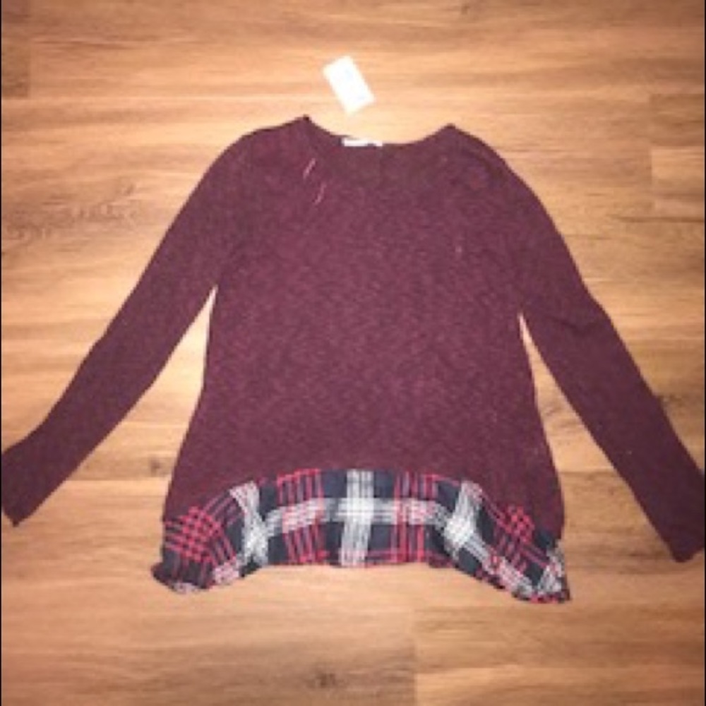 Sweater/flannel combo top